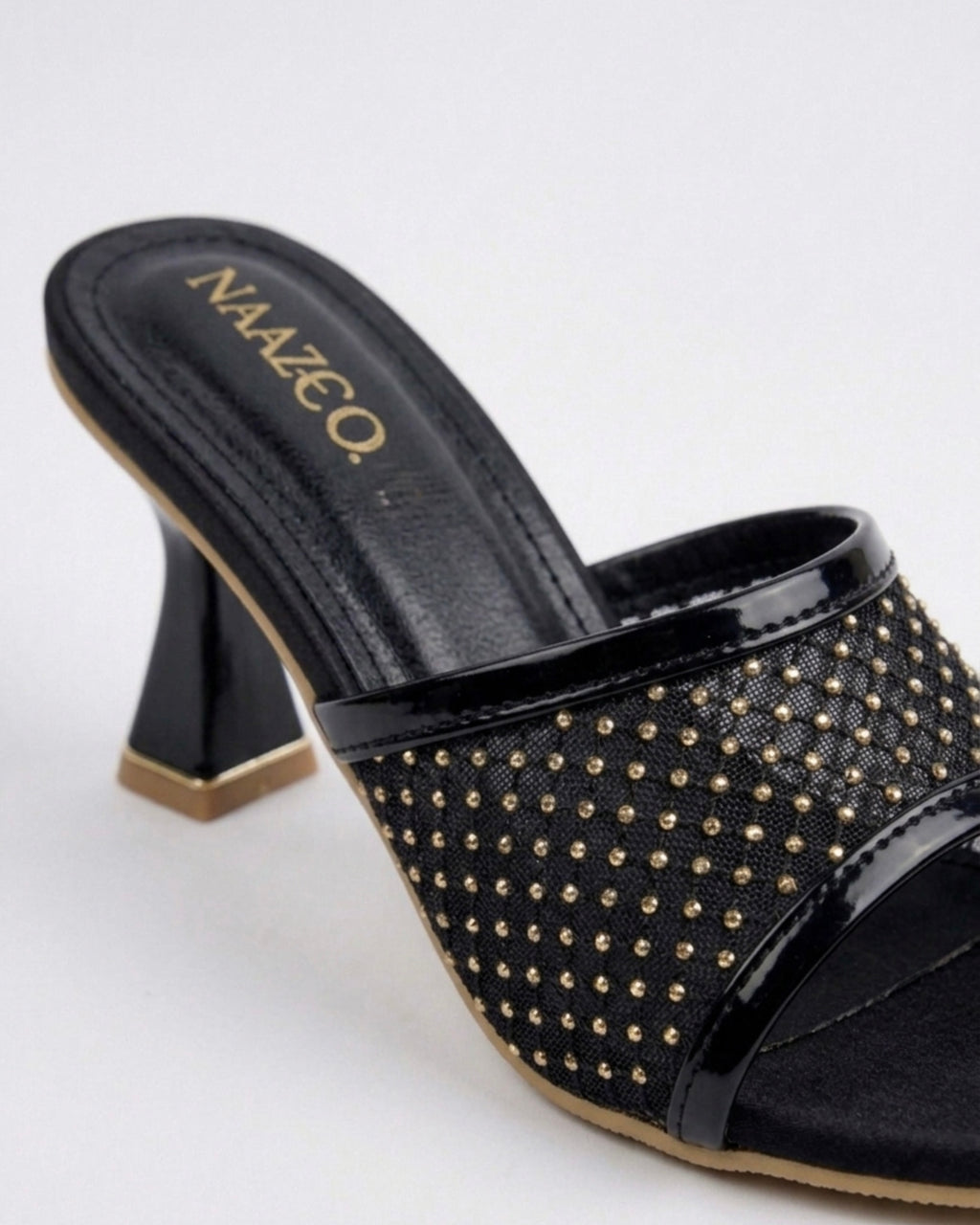 The Stella Embellished Heel Mule - Black