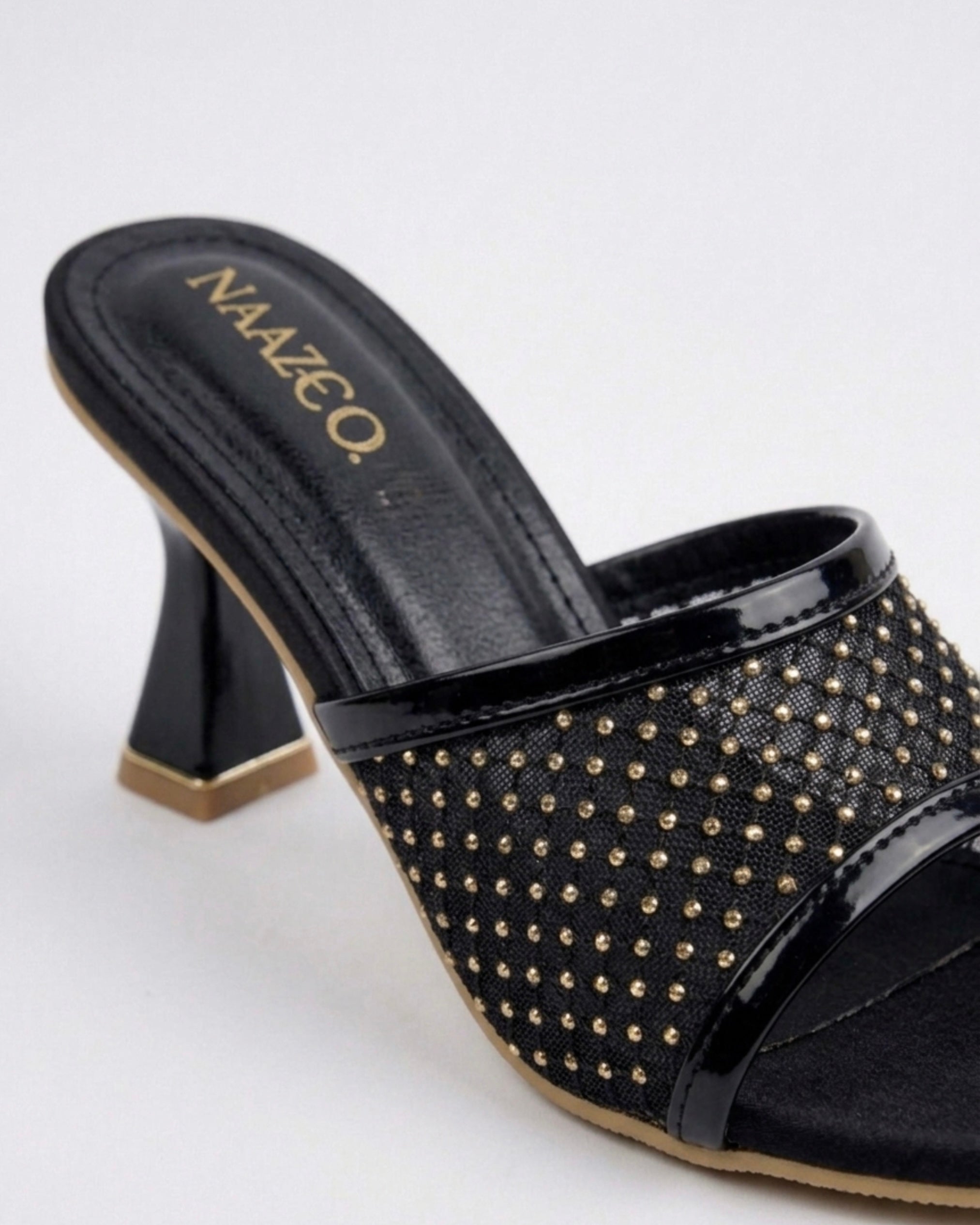 The Stella Embellished Heel Mule - Black