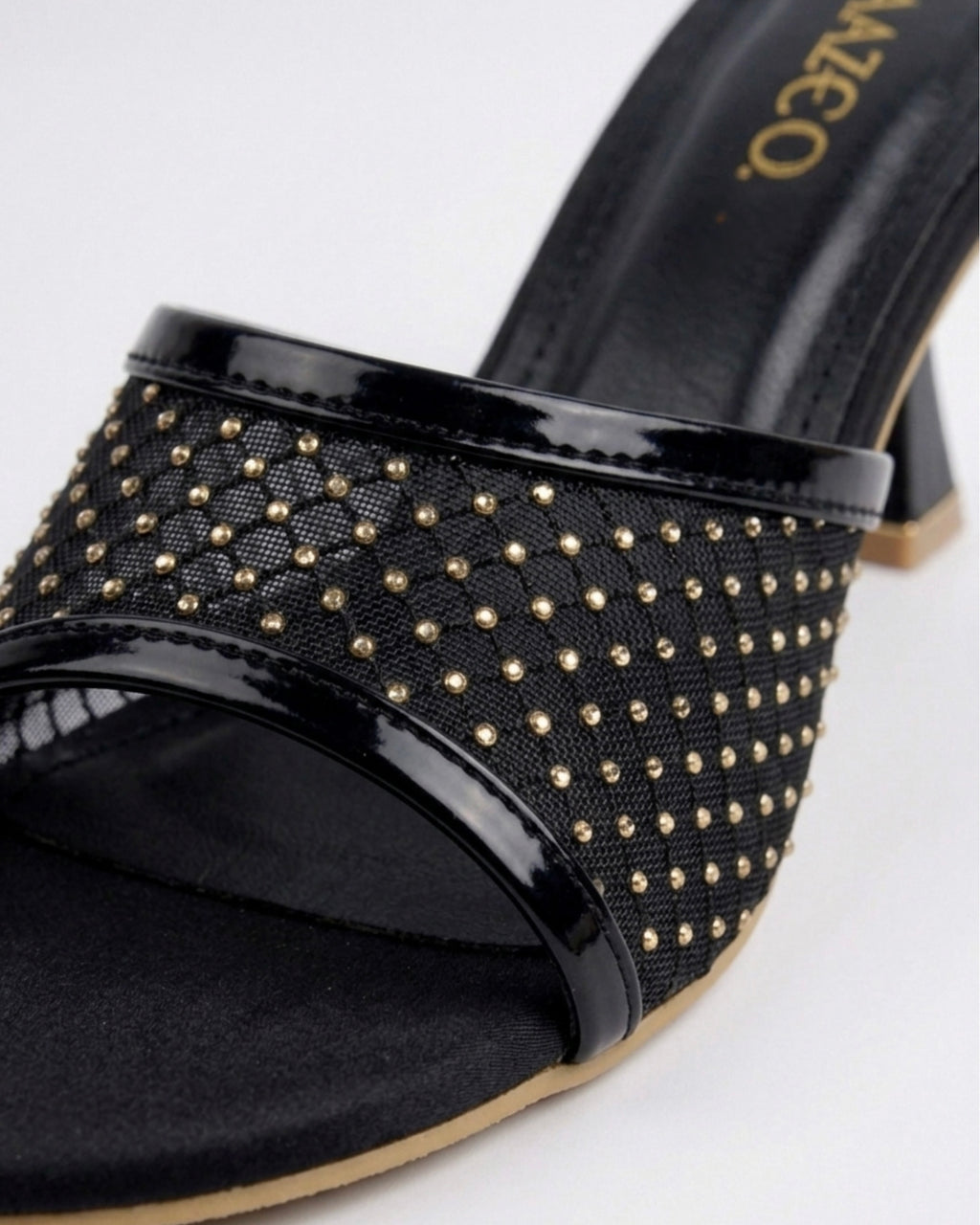 The Stella Embellished Heel Mule - Black