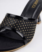 The Stella Embellished Heel Mule - Black