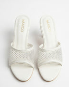 The Stella Embellished Heel Mule - Pearl White