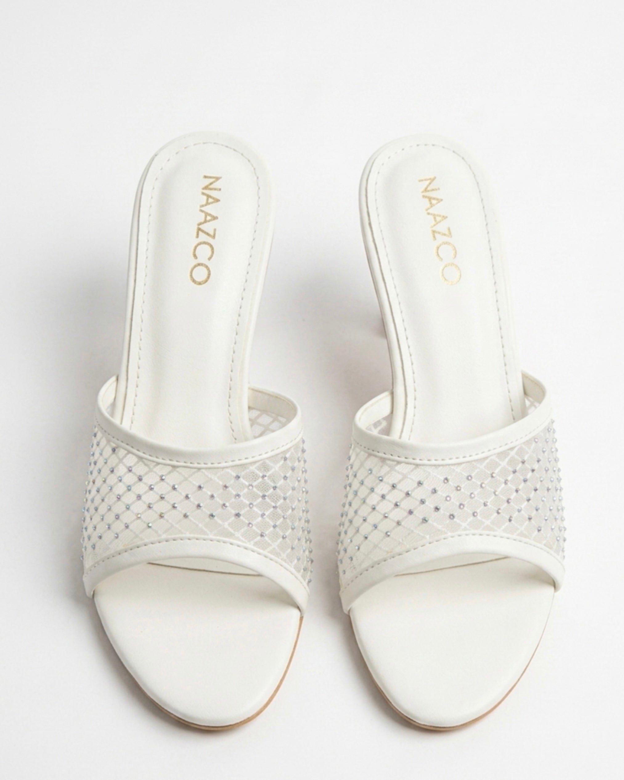 The Stella Embellished Heel Mule - Pearl White