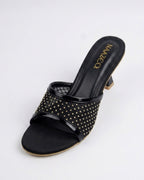 The Stella Embellished Heel Mule - Black