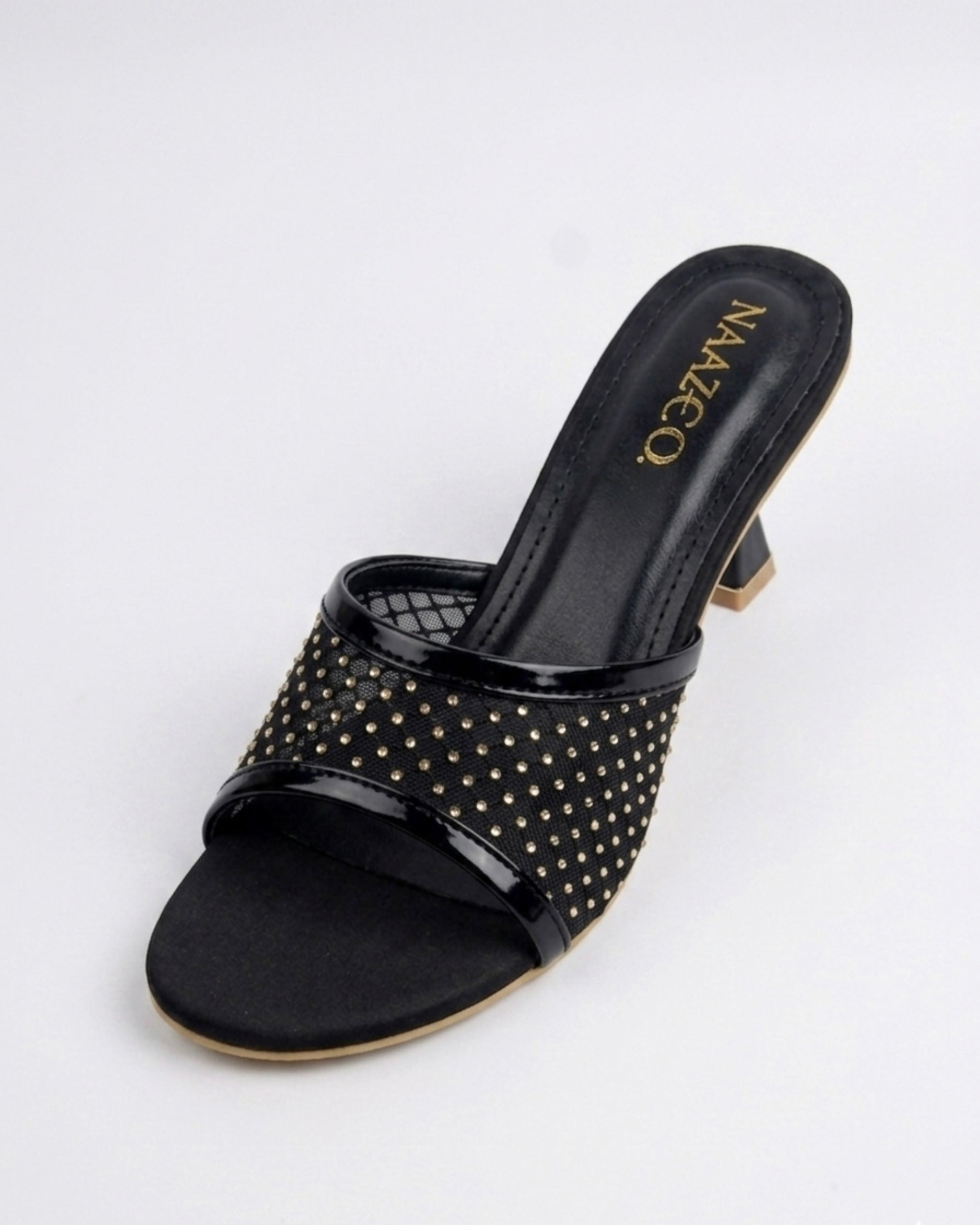 The Stella Embellished Heel Mule - Black