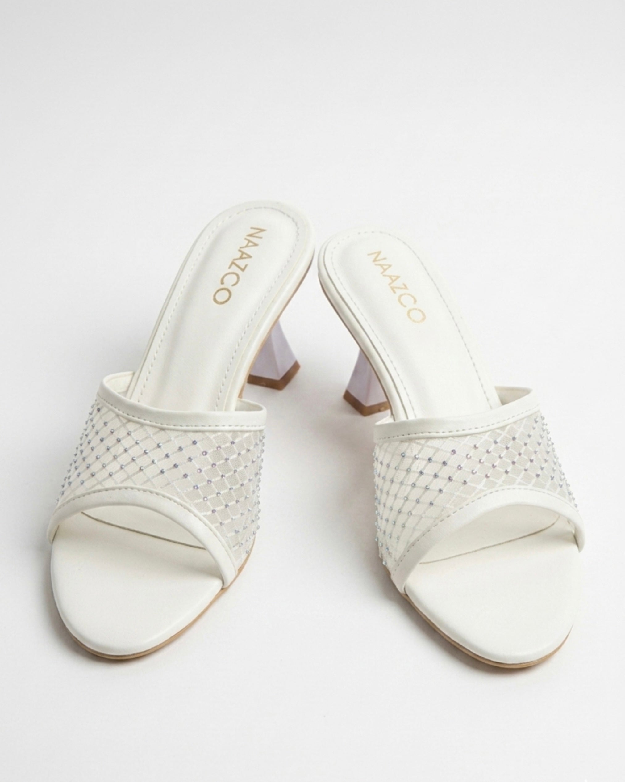 The Stella Embellished Heel Mule - Pearl White