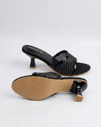 The Stella Embellished Heel Mule - Black