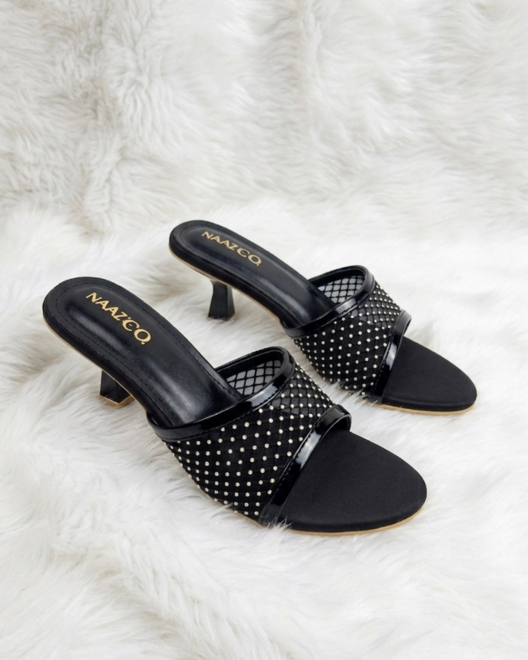 The Stella Embellished Heel Mule - Black